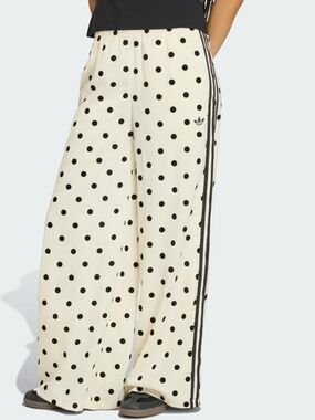 Adidas Cream Wide-Leg Polka Dot Track Pants with Black Stripes NWT -xxl